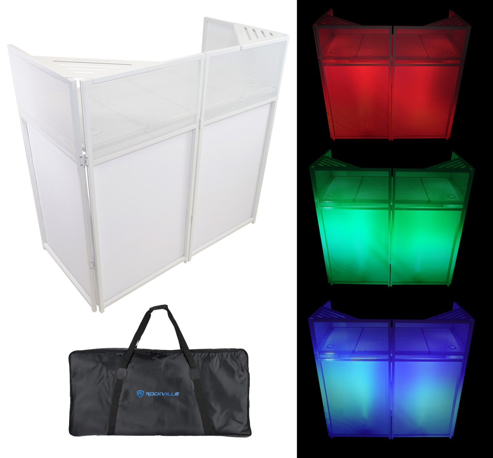 Rockville Rockbooth XL White Outdoor Backyard Party Pro DJ Booth Facade+2 Scrims