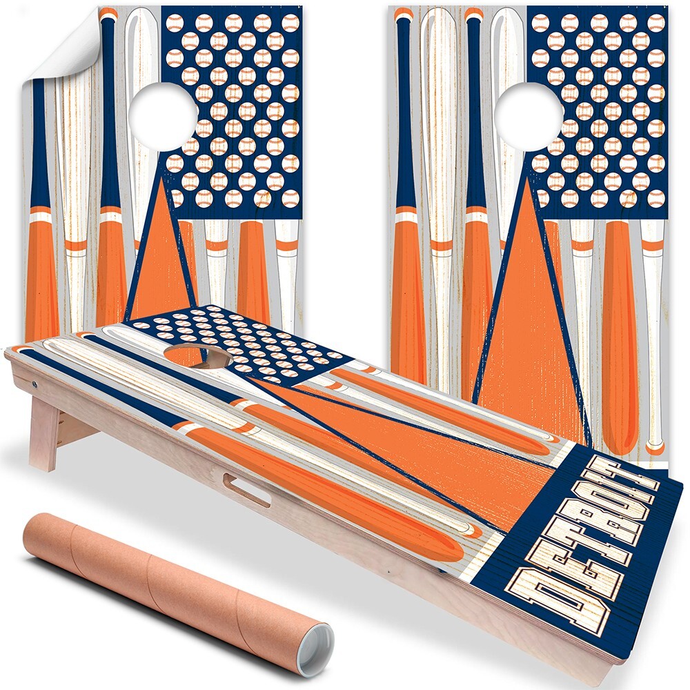 Detroit Baseball Tailgating Cornhole Board Wraps and Decals Vinyl Sticker