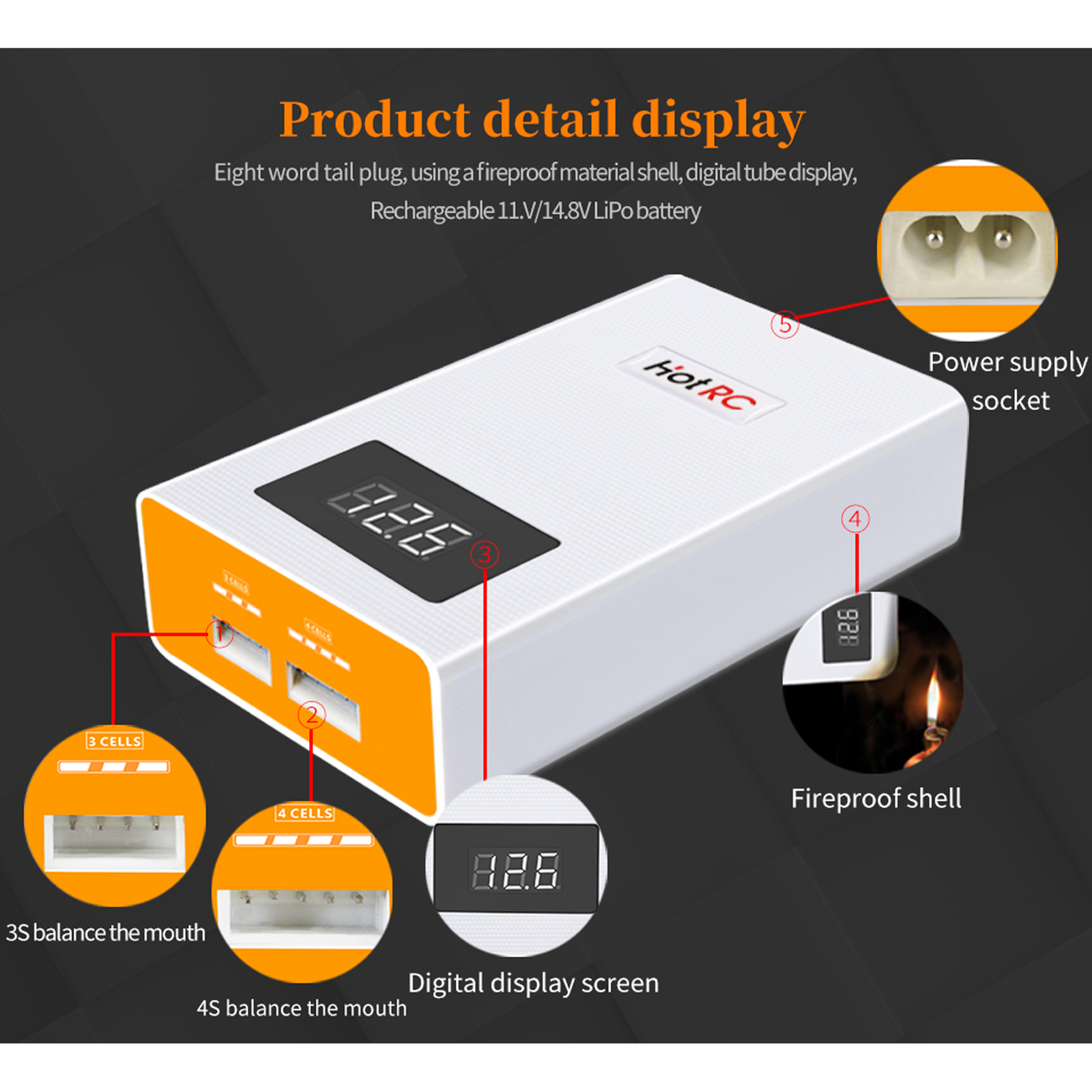 HotRC A400 3S 4S 3000mah RC Lipo Battery Balance Charger with LED Screen
