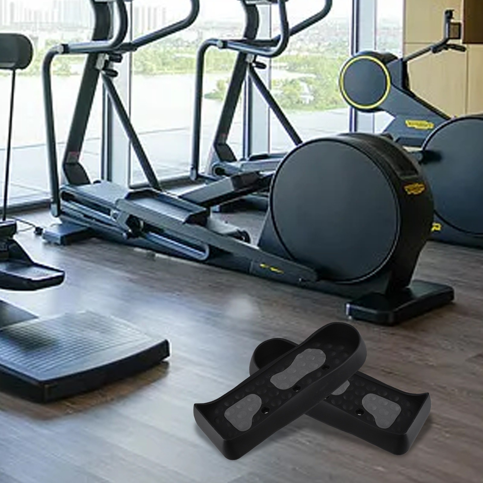 Sleek Black Design Elliptical Machine Footpedal Set Compatible with All
