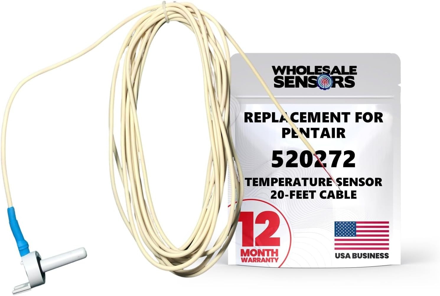 OEM Replacement Temperature Sensor for Pentair Systems - 20FT Cable Included