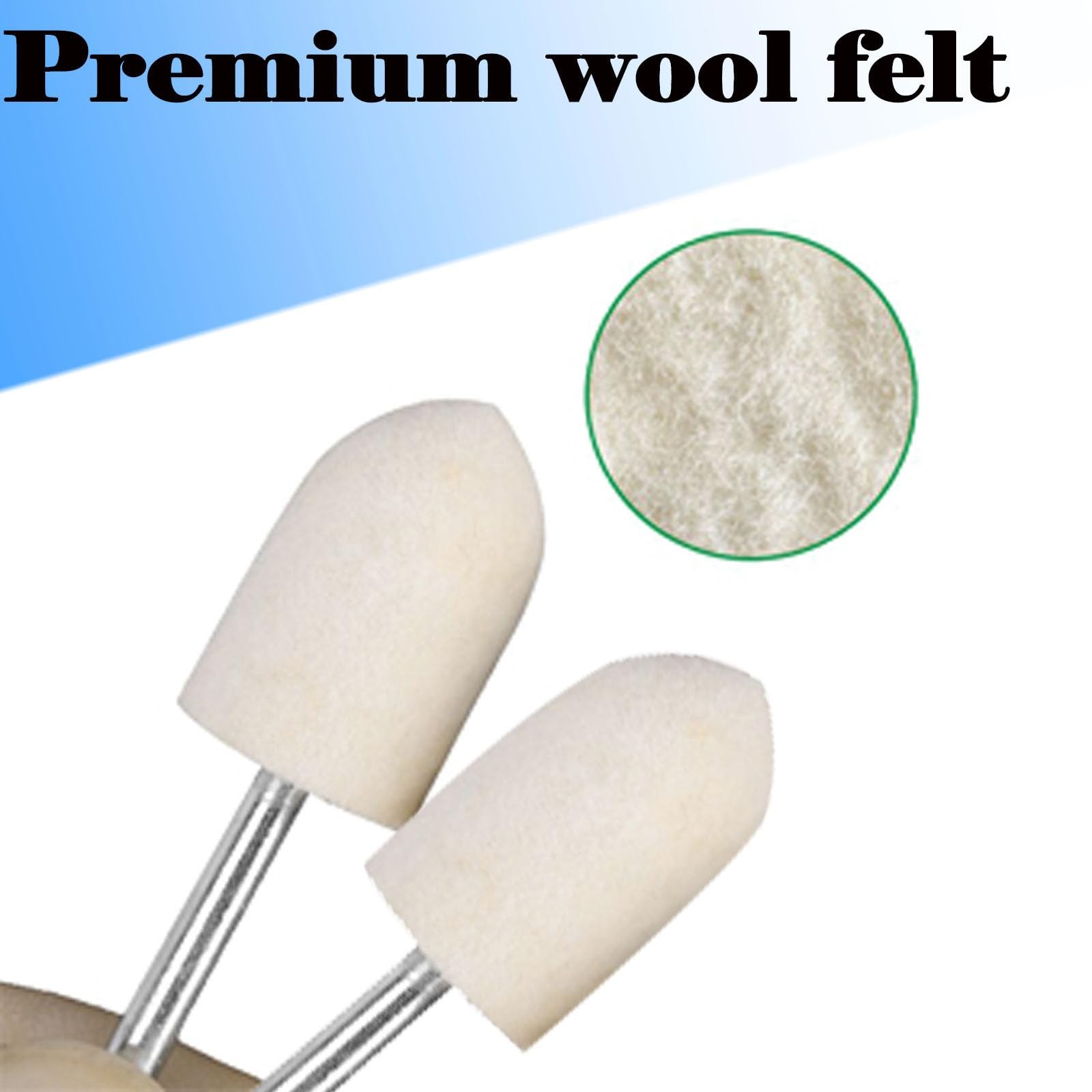 Luo ke 30 Pcs Wool Felt Polishing Bits, 3/32'' Shank Cone Shape White