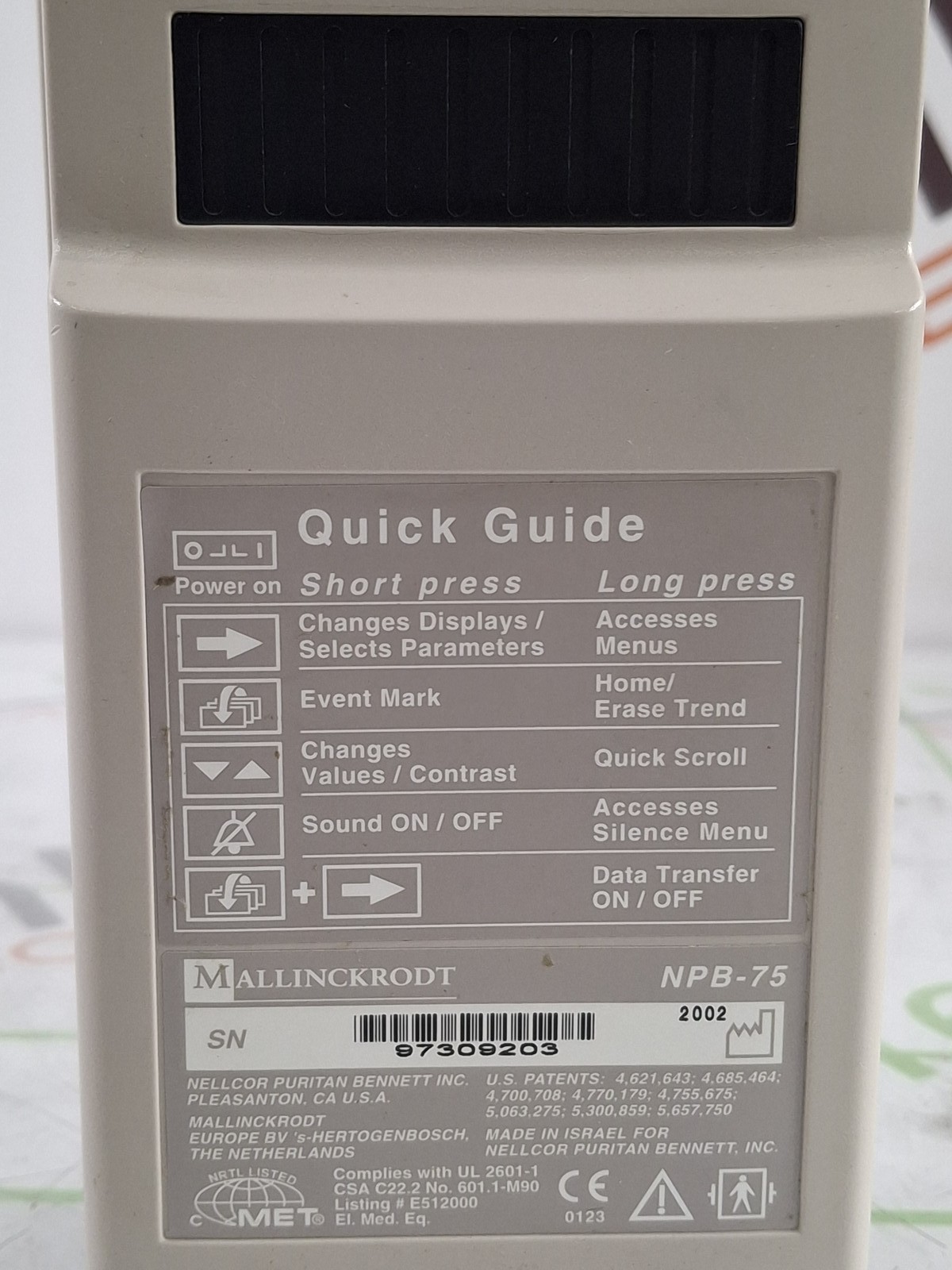 Nellcor Oximax NPB-75 Microstream Pulse Oximeter Capnograph