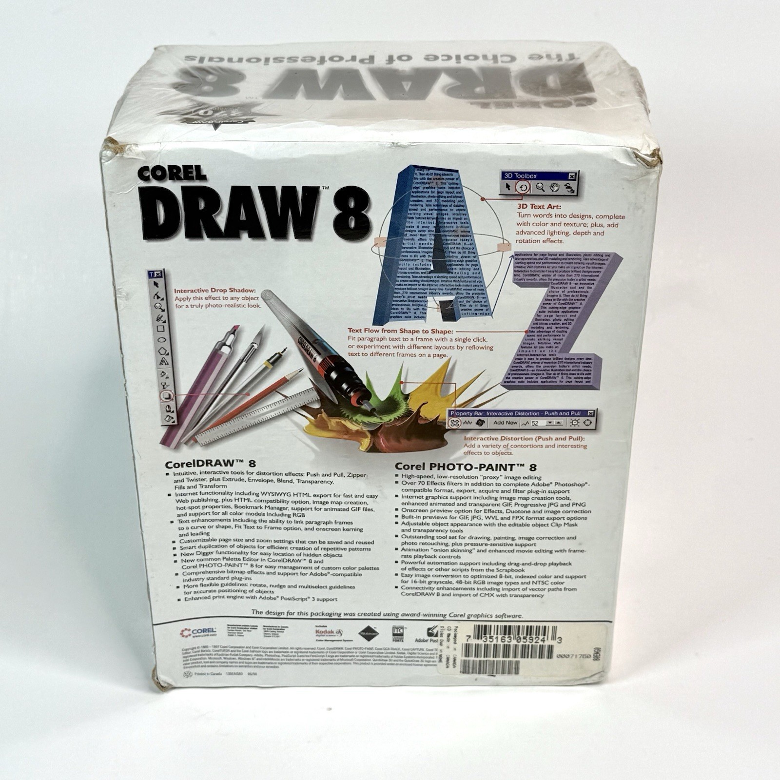 COREL DRAW 8 Software New & Sealed for Win95 & NT 4.0 1998 Read Description