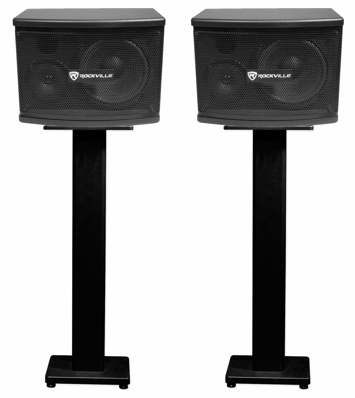 (2) Rockville KPS65 6.5" 2-Way 400 Watt Karaoke/Pro Speakers+Furniture Stands