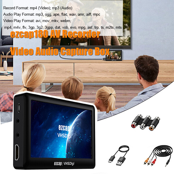 HD Video Capture Box USB 2.0 Video to Digital Converter with 4.3" Screen Q4L8