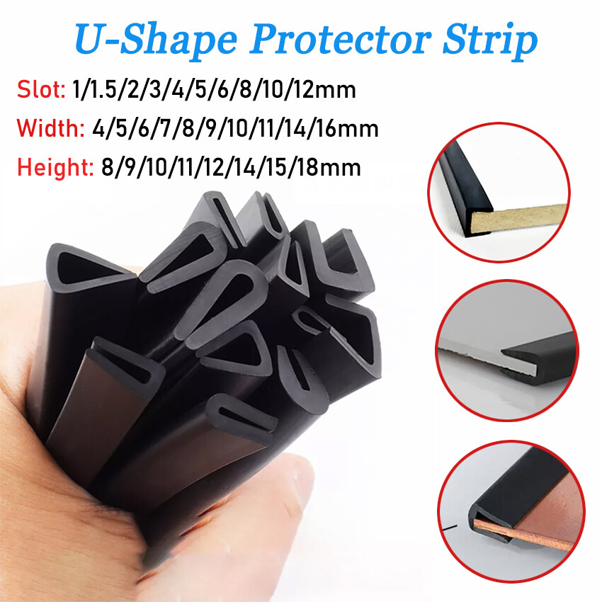 Black U-Shape Channel Rubber Edging Trim Seal Door Window Edge Protector Strip