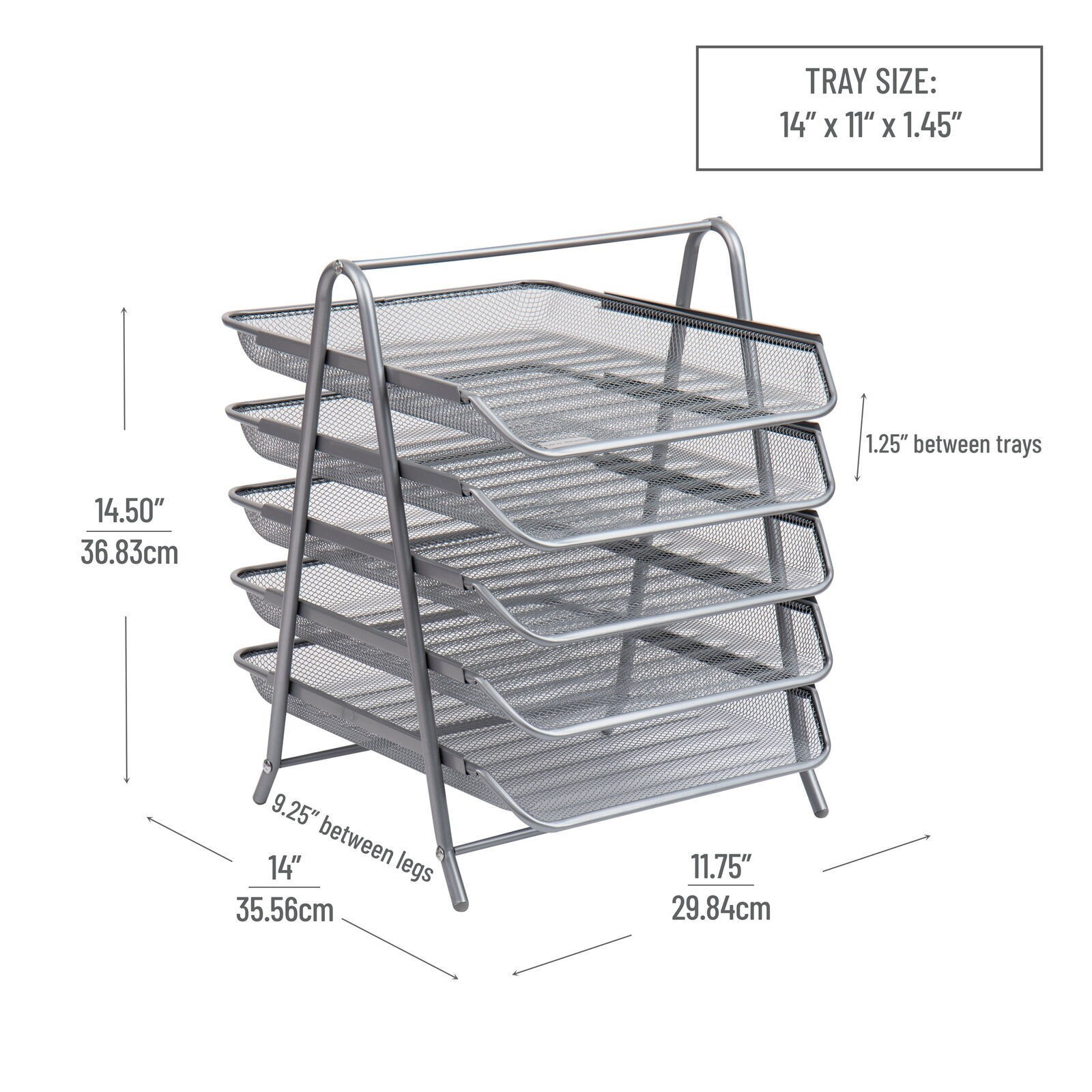 5-Tier Paper Tray Desktop Organizer File Storage Office Metal Mesh Lightweight