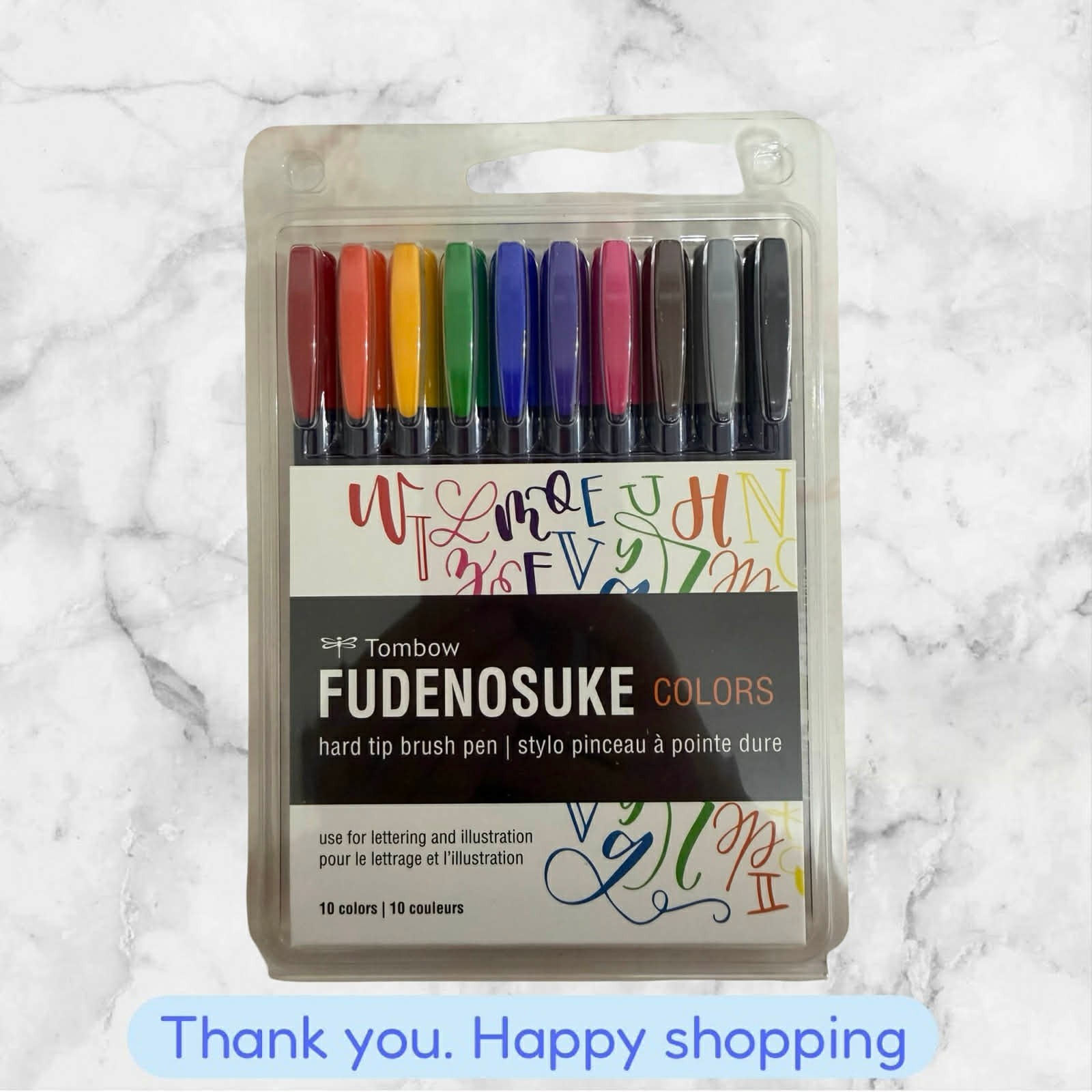 Tombow FUDENOSUKE COLORS Hard Tip Brush Pens 56429 Set of 10 pc NEW SHIP