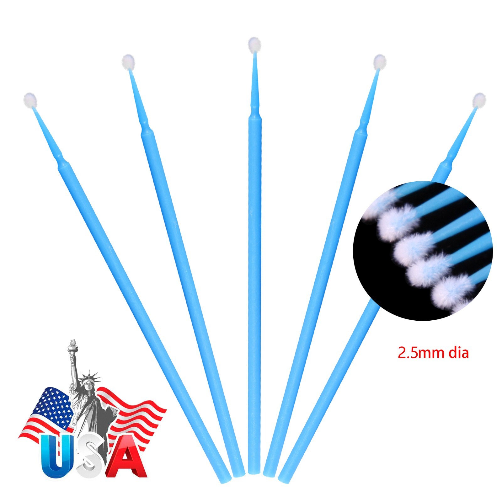 100 Pcs Dental Micro Brush Disposable Materials Tooth Applicators Large 2.5mm