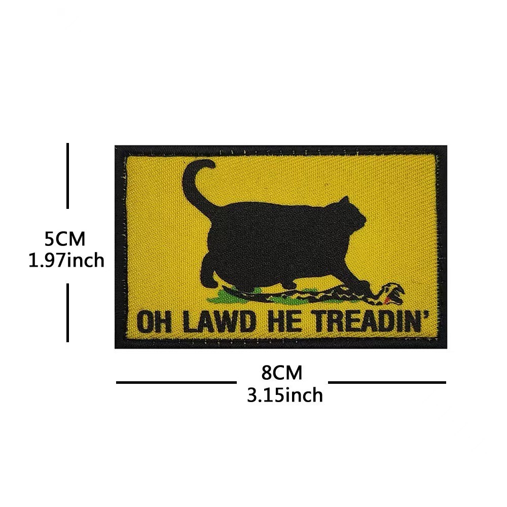 Oh Lawd He Treading Don't Tread on Me distresses flag Fat Cat Hook Loop Patch