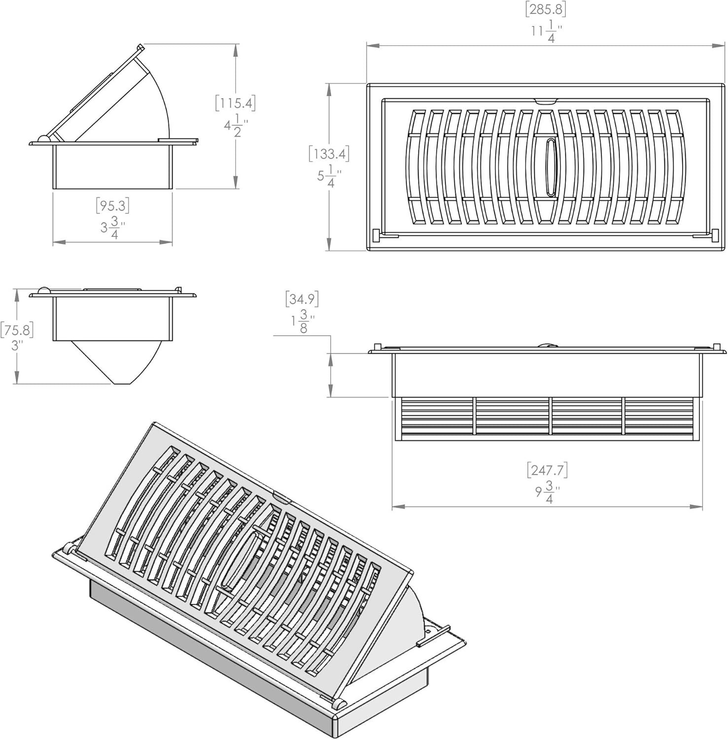 Pop-Up Floor Register, 4 x 10-Inch, White