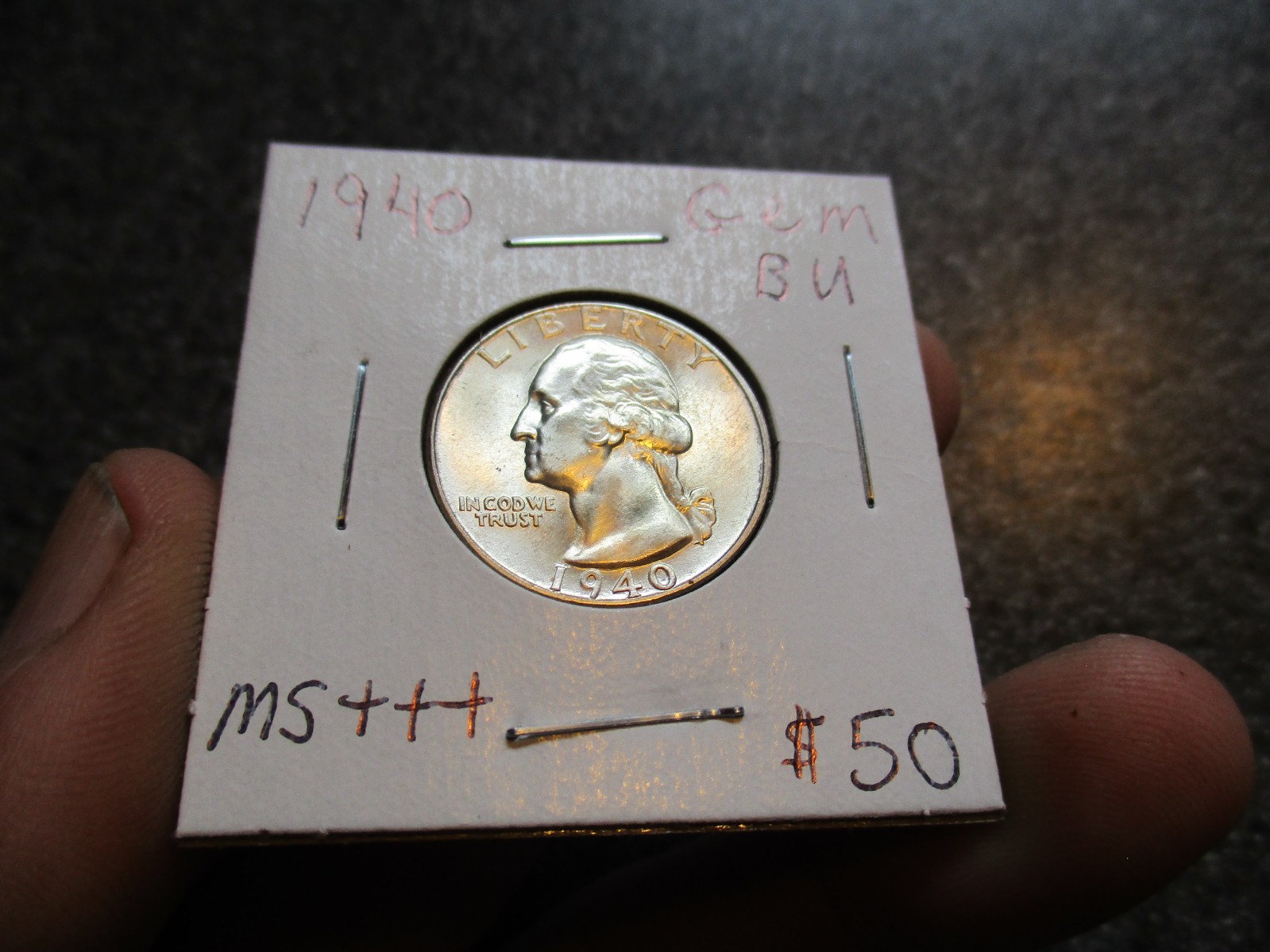 1940 WASHINGTON SILVER  QUARTER in VERY NICE BRIGHT WHITE GEM BU condition, NICE