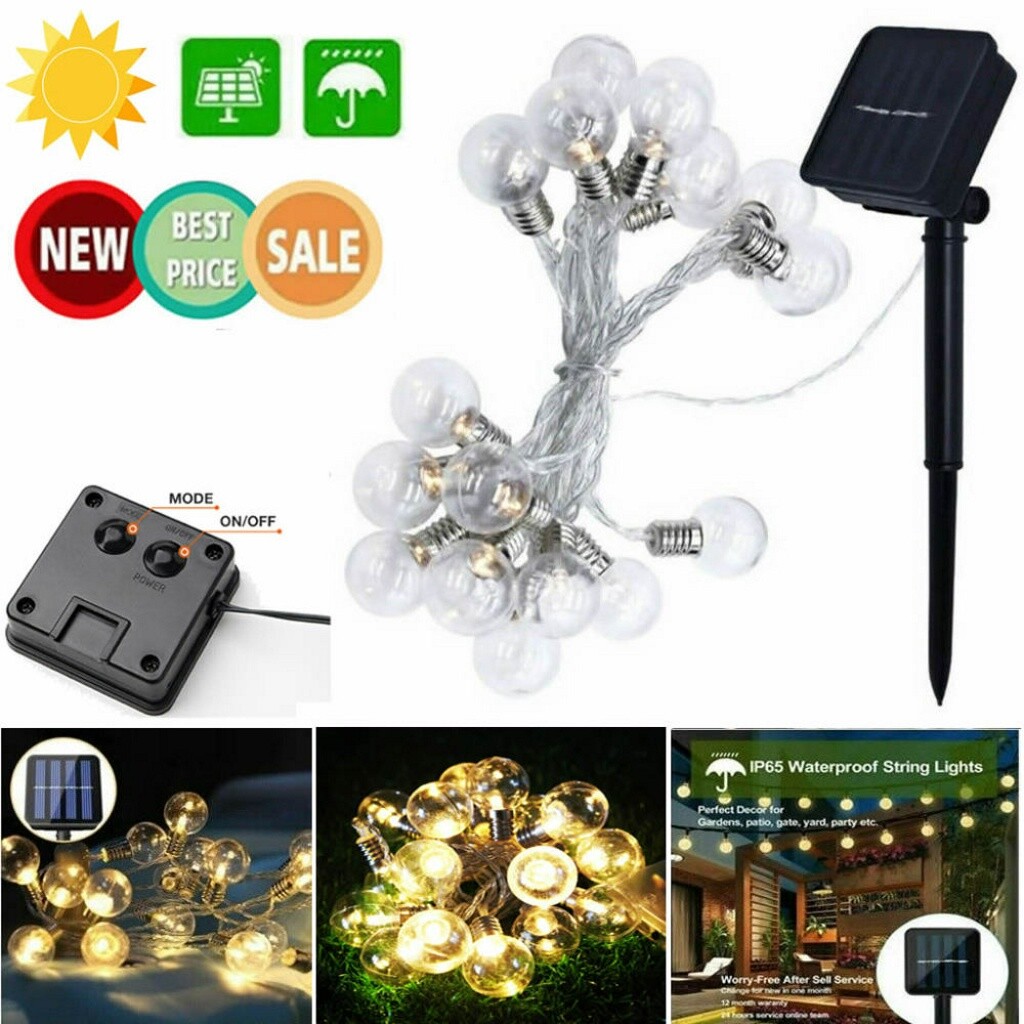US Solar Powered LED String Light Garden Path Yard Decor Lamp Outdoor Waterproof