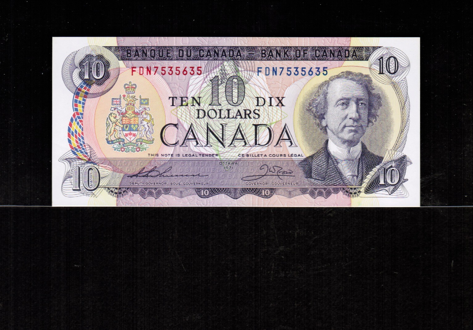 Canada $10 DOLLARS 1971 Thiessen/Crow **Prefix FDN 7535635** Gem UNC