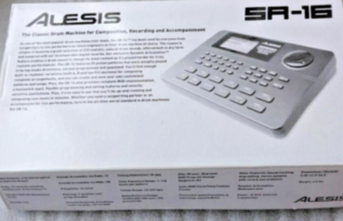 Alesis SR-16 Tabletop Drum Machines, MIDI, MIDI I/O Ports, black