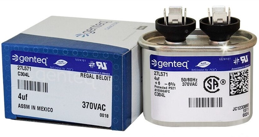 (1) 27L571S Genteq capacitor 4uF 370V Application Motor Run (NEW)