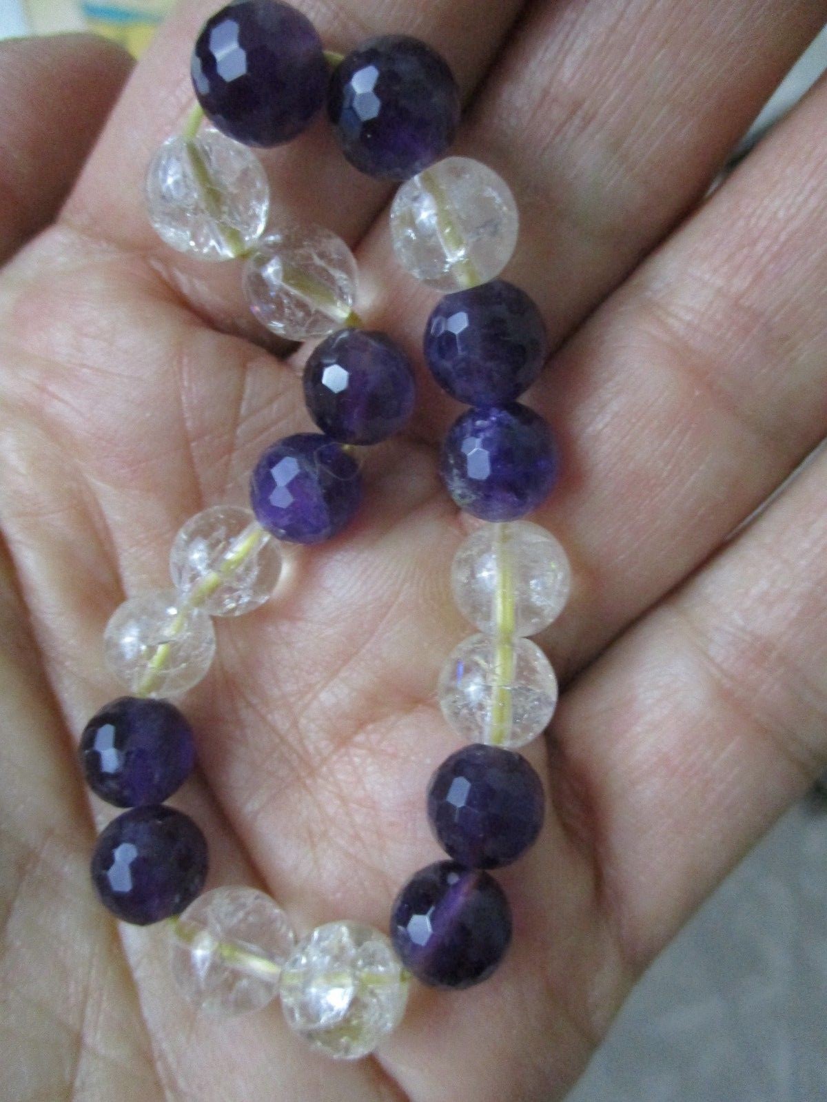 Amethyst gemstone stretch bracelet birthstone hippy rocks