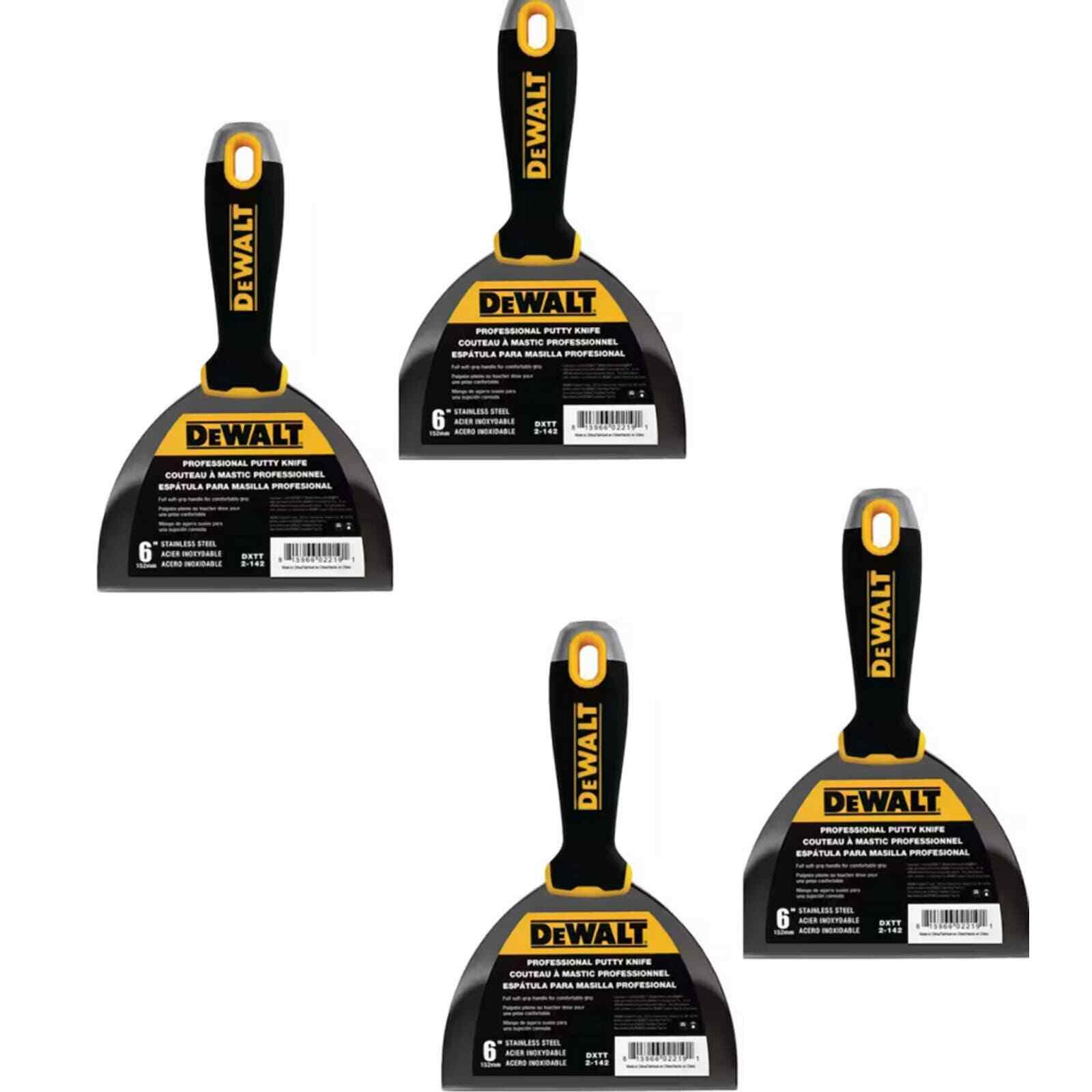 4 x DEWALT 6 in. Stainless Steel Hammer-End Joint Knives with Soft Grip Handles