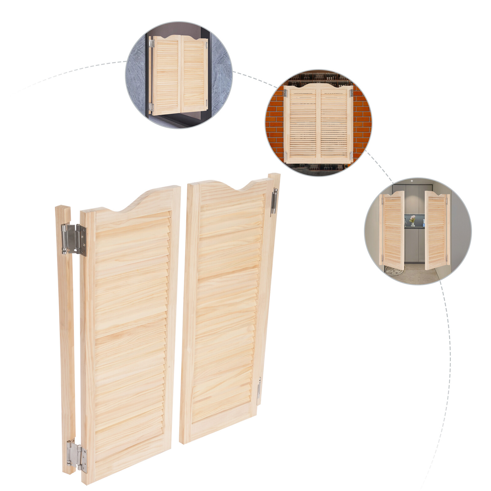 Wall-Mounted  Double Half Door Double-hinged Caf�� Door With Hinges 91cm/35.83in
