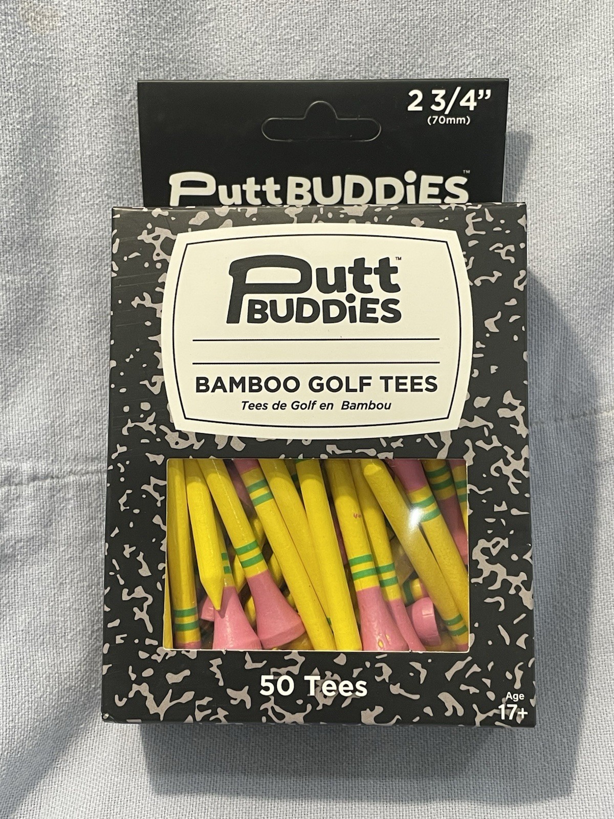 NEW Putt Buddies - Box of 50 #2 Pencil Shaped 2 3/4" (70mm) Bamboo Golf Tees