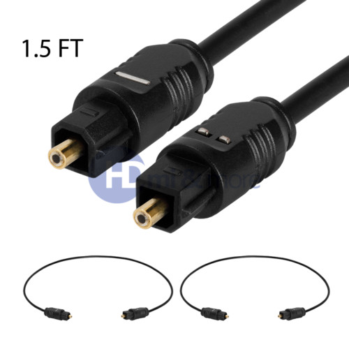 2x 1.5 FT Digital Fiber Optical Optic Audio SPDIF MD DVD TosLink Cable Lead Cord