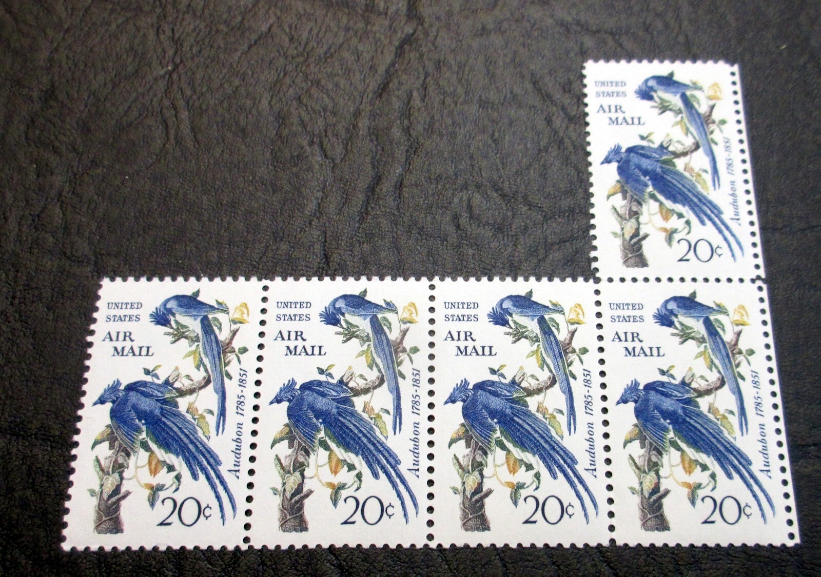Strip of 4 US C-71 and Great Britain 908a Train Series - All Mint Never Hinged