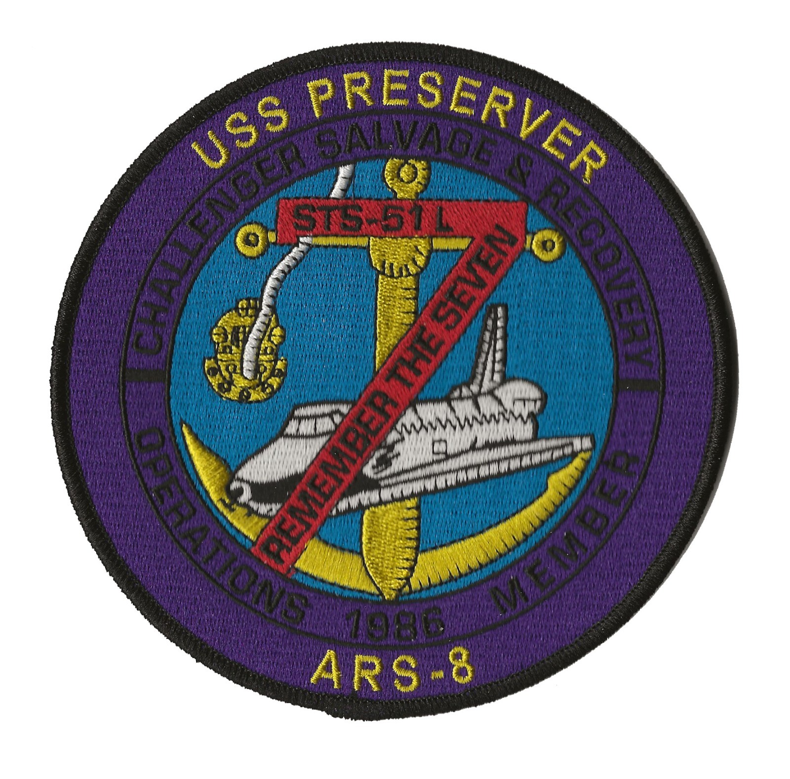 USS Preserver NASA space shuttle Challenger recovery salvage US Navy ship patch