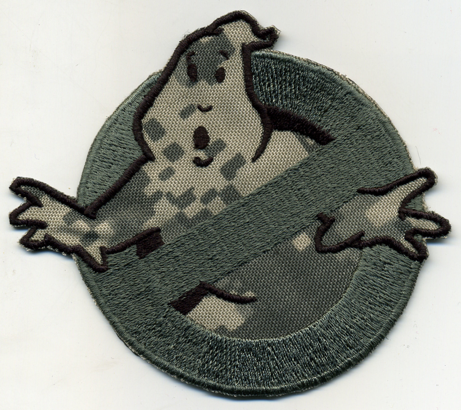 Camouflage Ghostbusters No Ghost Embroidered Patch with male/hook backing