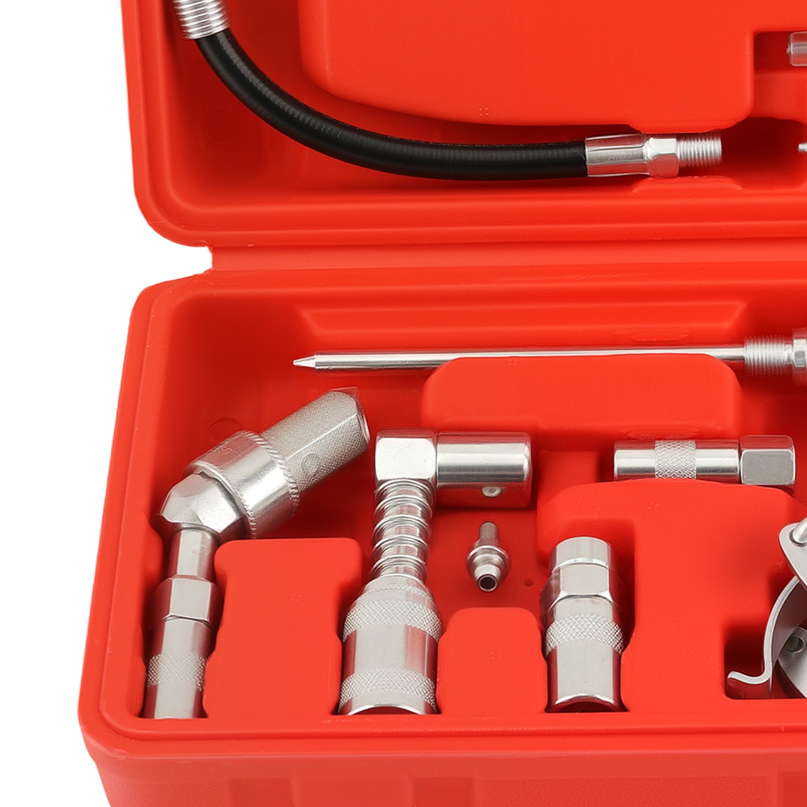11PC Complete Grease Gun Set 3000PSI with Spring Hose and Multiple Tips