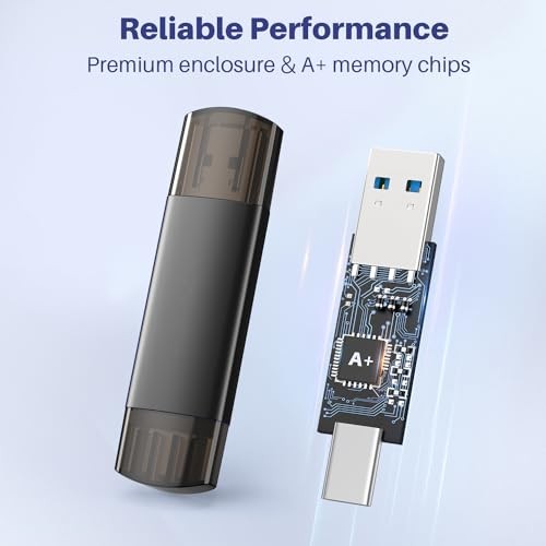 256GB USB C Flash Drive Dual USB 3.0 Flash Drive Type C + USB A 256 Gb 1 Pack
