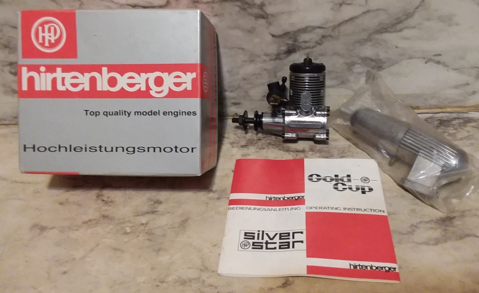 NIB Vtg HP HIRTENBERGER Silver Star 40 F R/C GLOW Airplane Engine w/ Muffler NIB