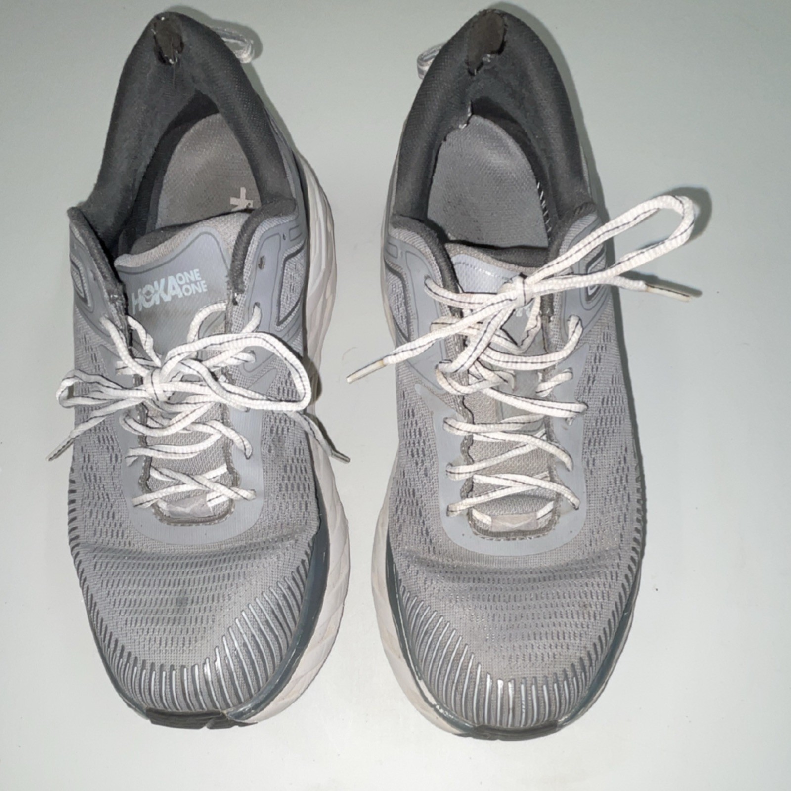 HOKA ONE ONE Bondi 7 X-Wide Men's Running Shoes Gray White US 10.5 X-Wide