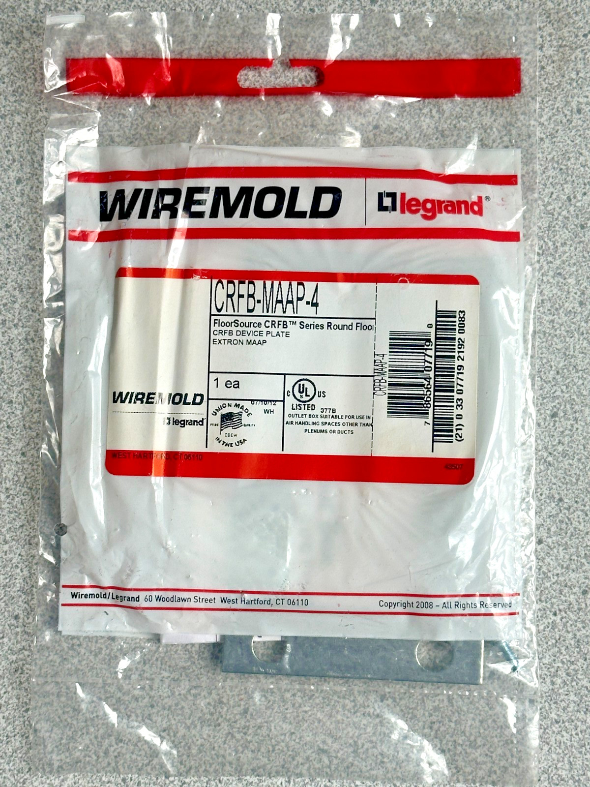 NEW Legrand Wiremold CRFB-MAAP-4, CRFB 4 PORT DEVICE AV PLATE LOC 4