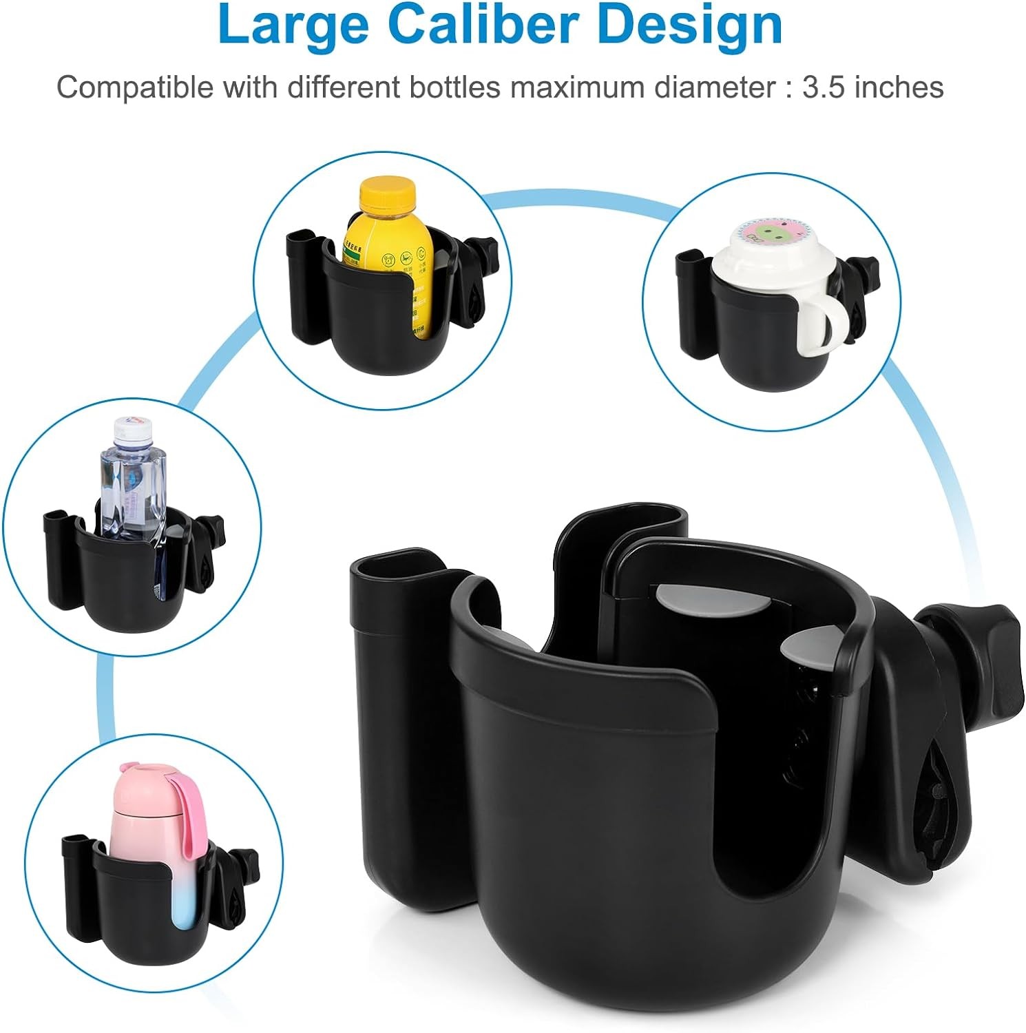 Accmor 2-in-1 Walker Cup Holder with Phone Holder, Wheelchair Black