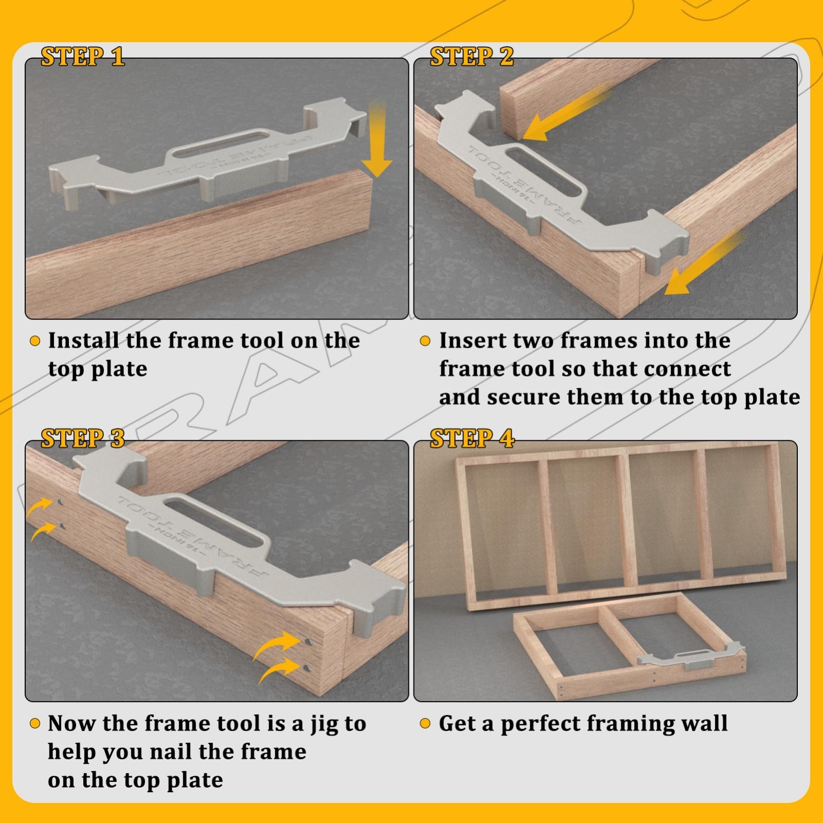 16" Stud Layout Tool - Cast Aluminum Framing Spacing Jig for Precision Measureme