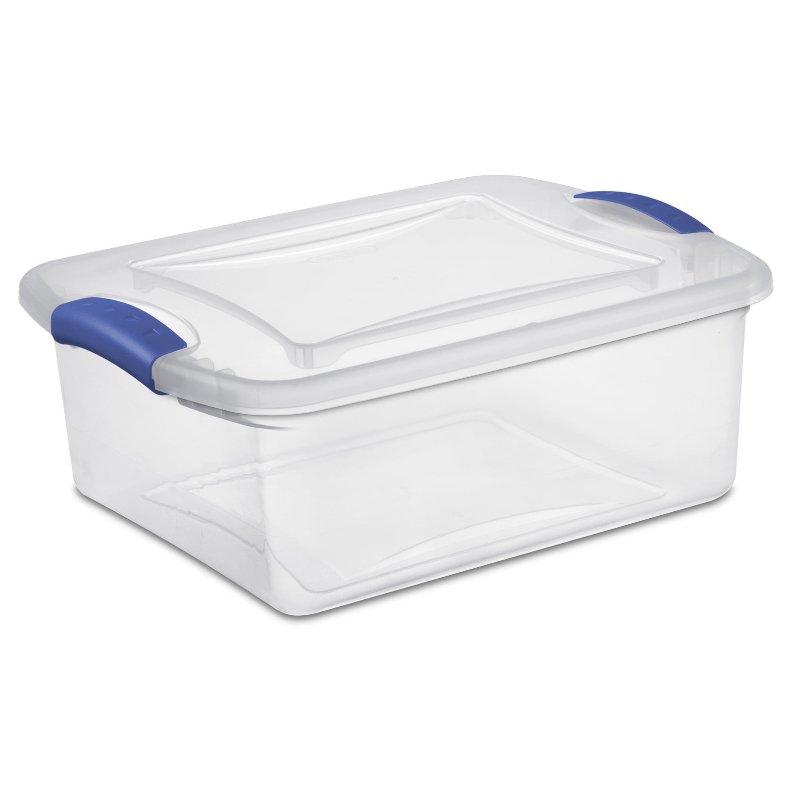 (4 pack Small Latching Storage Bin 15 Quart Clear Plastic Storage Container W/