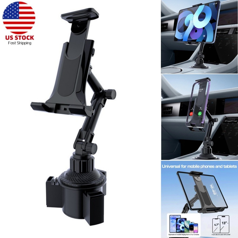 360 Degree Car Mount Adjustable Cup Holder Stand Cradle For Smartphone Tablet