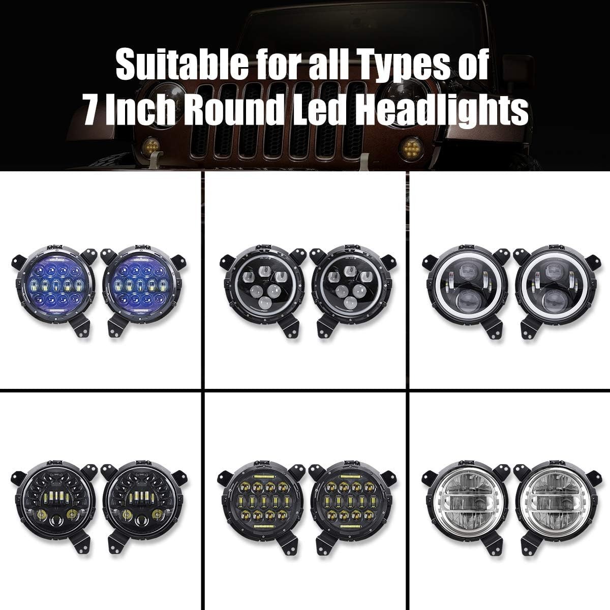 Jeep Wrangler JL 7-Inch LED Headlight Mounting Bracket – Adjustable, Durable