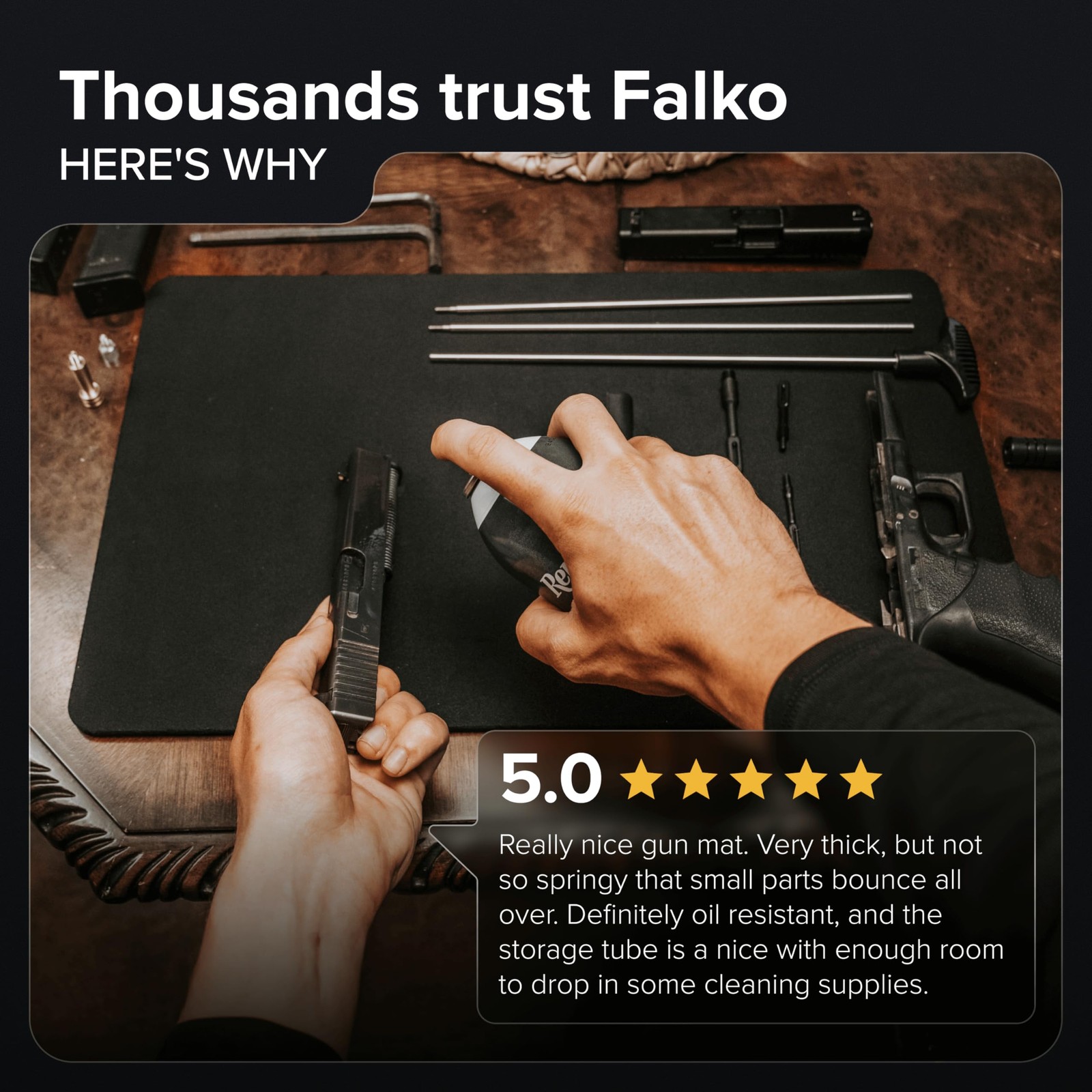 Falko Tactical Premium Gun Cleaning Mat - 3 Sizes, Oil/Solvent Resistant, Non-Sl