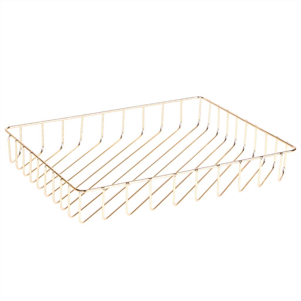 Desk Paper Organizer Tray 12.5x9.4x1.9 Inch Gold Metal Large Capacity File