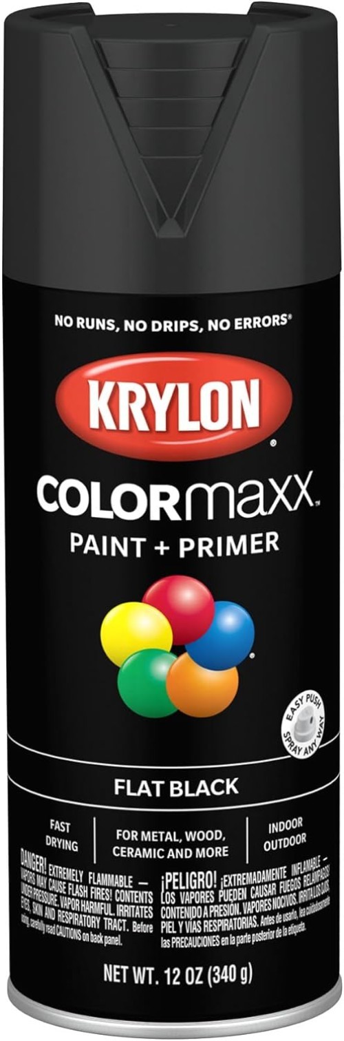 ColorMaxx 12 Oz. Fast-Drying Flat Black Spray Paint, Rust Resistant & Versatile