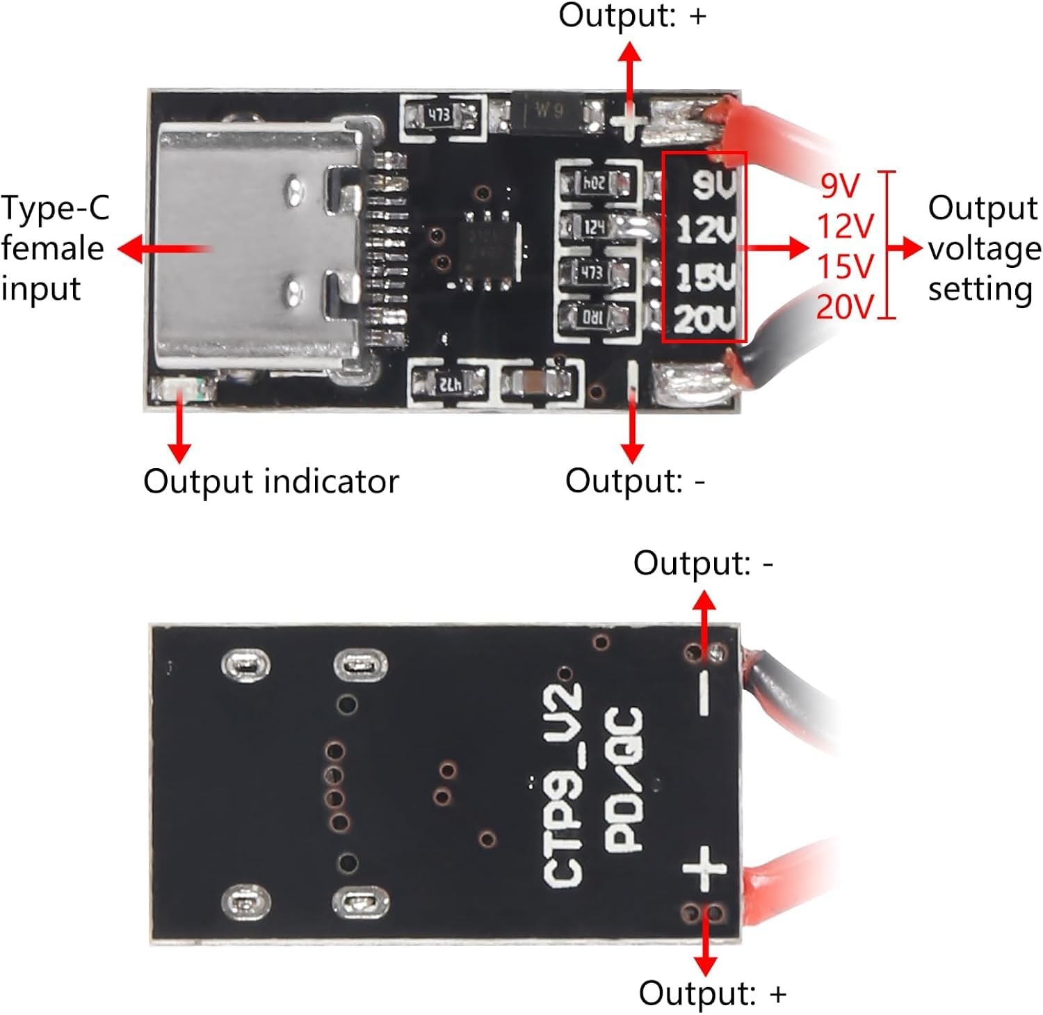 8PCS USB-C PD3.0 Trigger Charging Module PD/QC Decoy Board with Cable