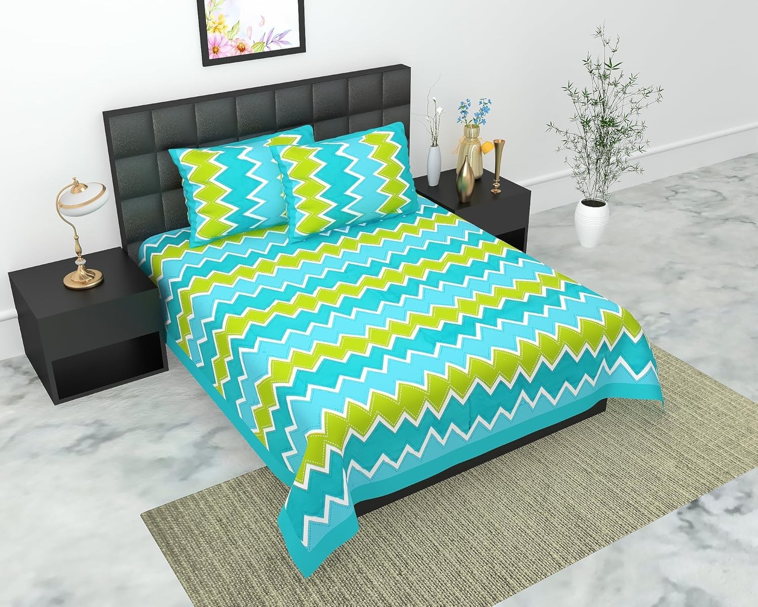 Jaipuri Double Bed Bedsheet with 2 Pillow Covers IB 161
