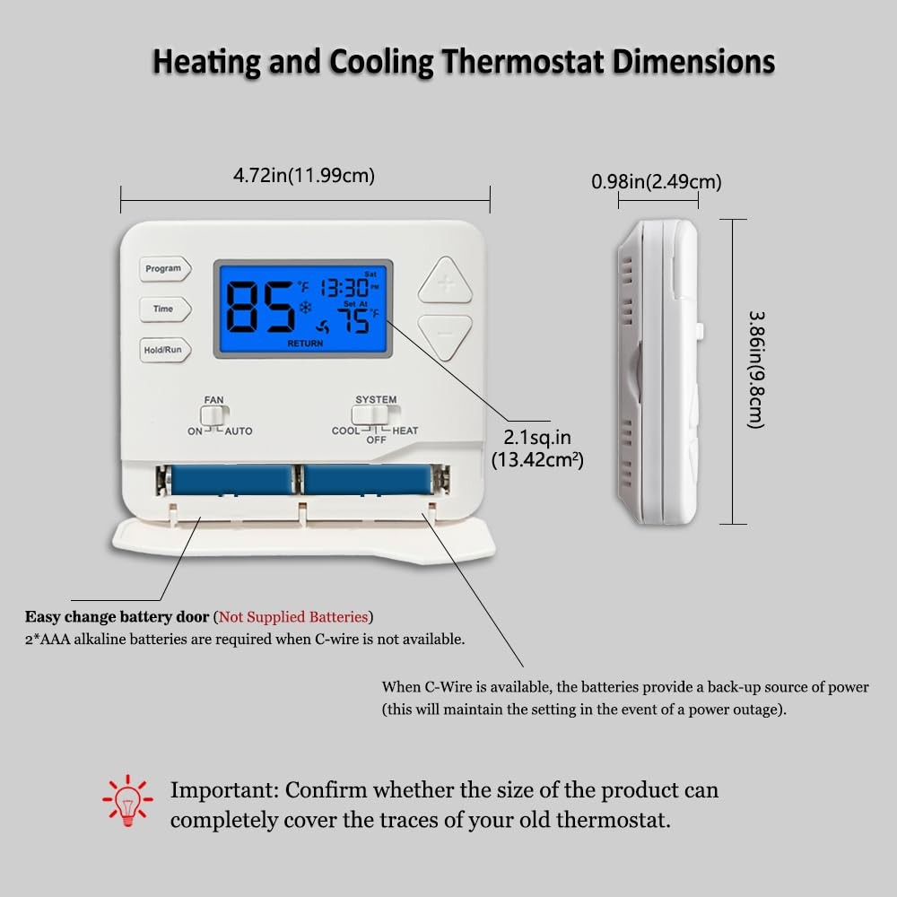 Programmable Thermostat for House, 511 Day Programmable Digital EnergySaving ...