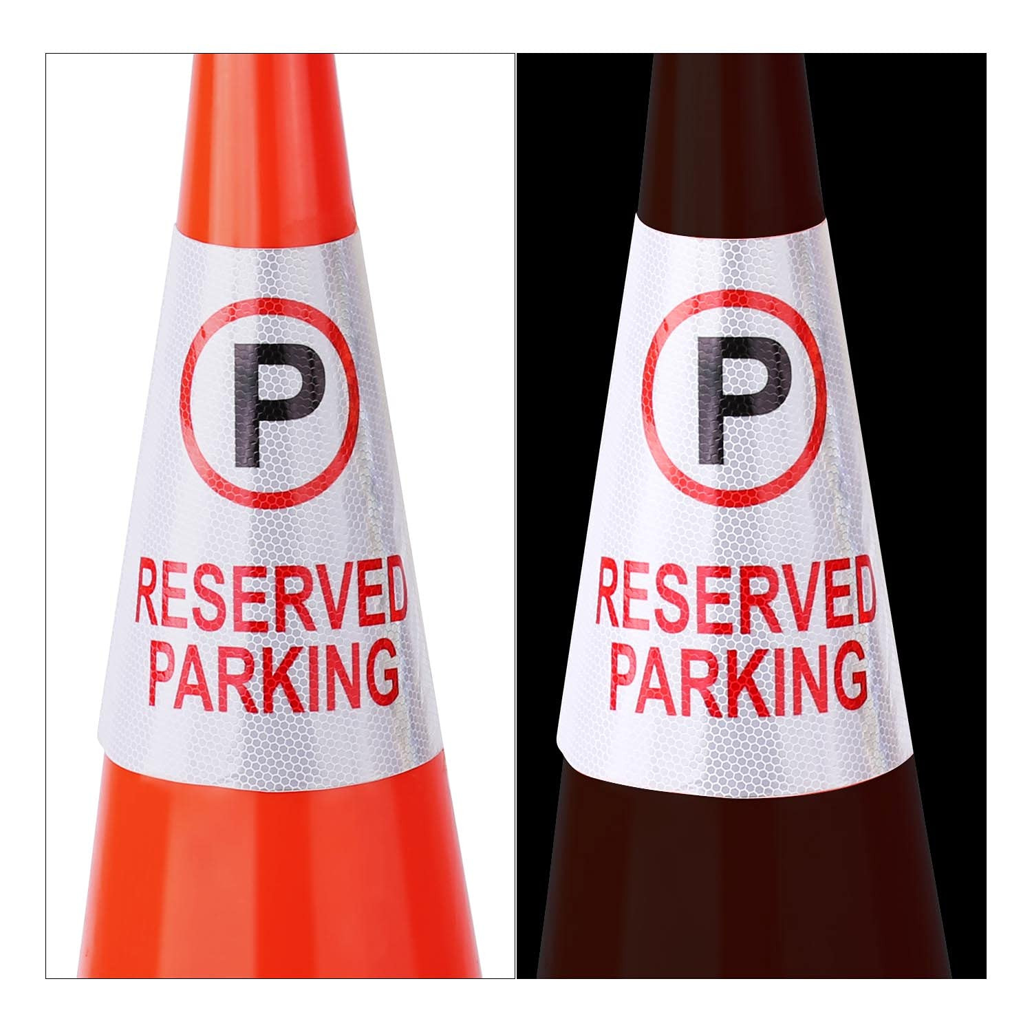 2 Pack Reserved Parking Bright Reflective Collars Sleeve, Cone Message Stickers