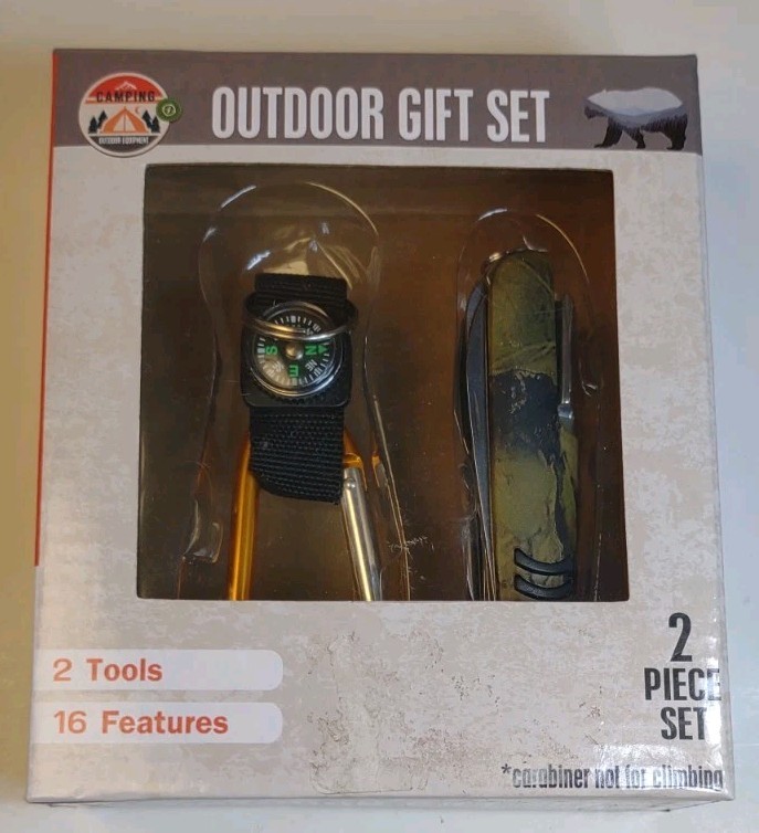 Outdoor Camping Multi-Function  Tools Compass Carabiner 16 Functions In 2 Pieces