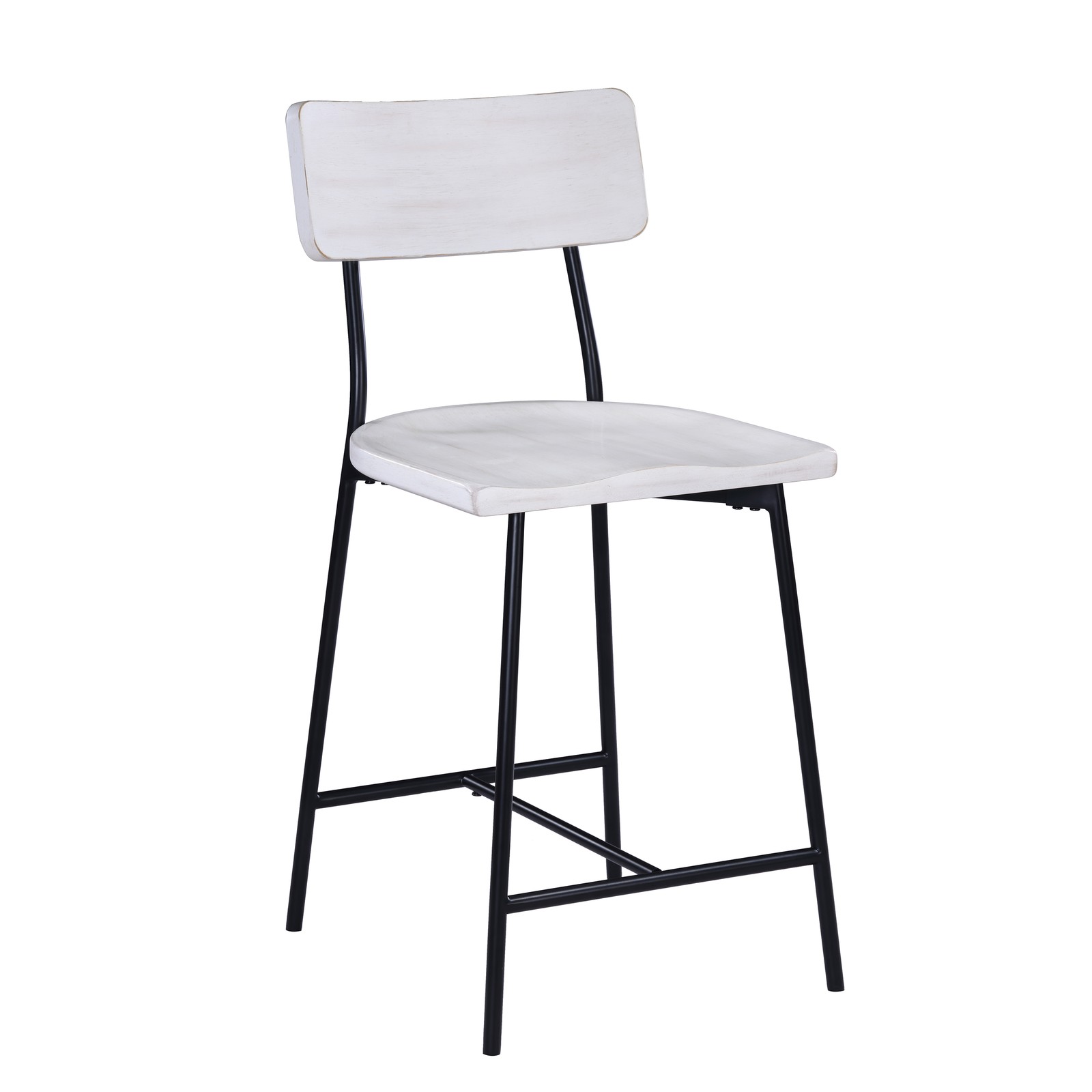 Badin Wood & Metal Modern Counter Stool, Industrial Style with Backrest