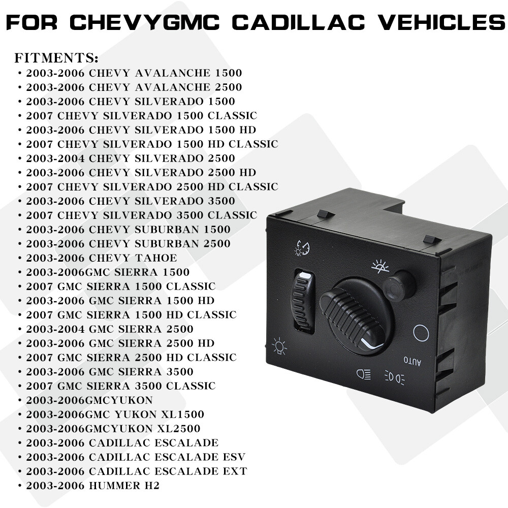 Headlight Switch & Fog Light Switch For 2003-2007 Chevy Silverado GMC Sierra