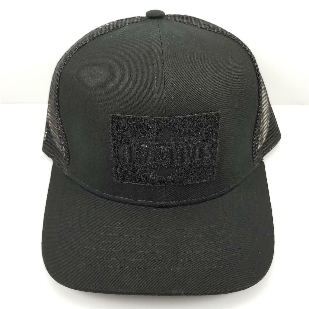 NEW Tactical Morale Patch Baseball Hat Black Mesh Hook Loop Front Blue Lives Cap